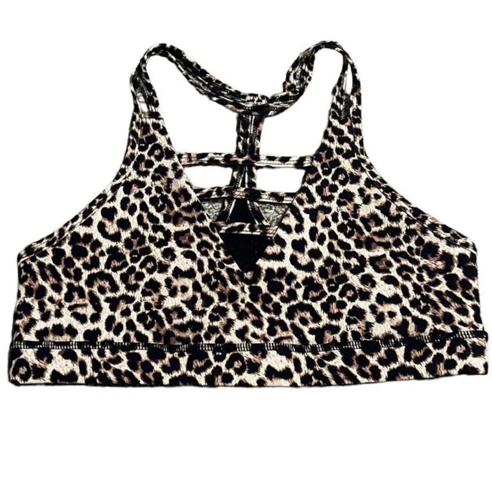 Zyia Active Leopard Animal Print Grid Sports Bra Racerback NWT Size XXXL